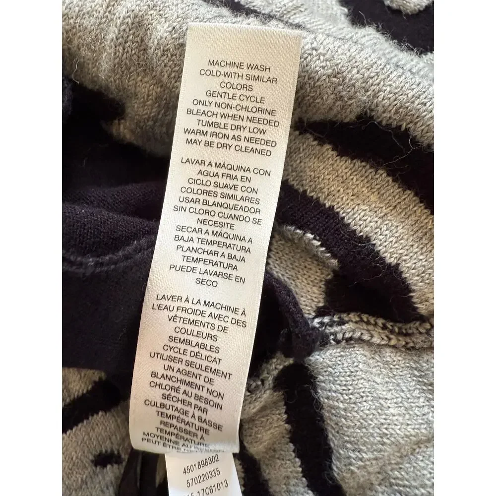 Chico's Patterned Wool Blend Full Zip Cardigan, Size 3